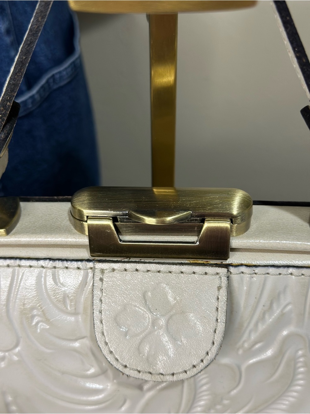 Patricia Nash Mia Frame Embossed Floral Top-Handle Satchel in Cream - Picture 11 of 16